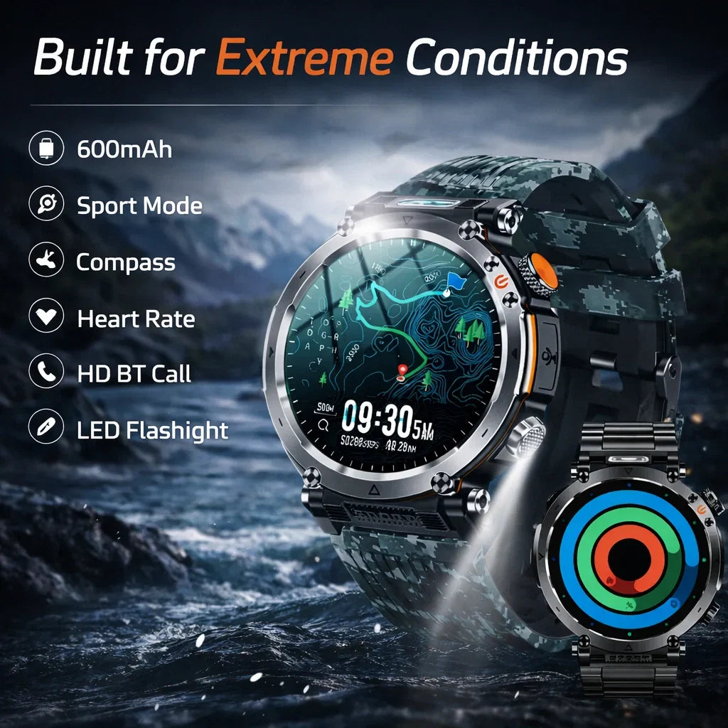 TitanCore X1 Pro – Ultra-Rugged GPS Smartwatch for Extreme Adventures